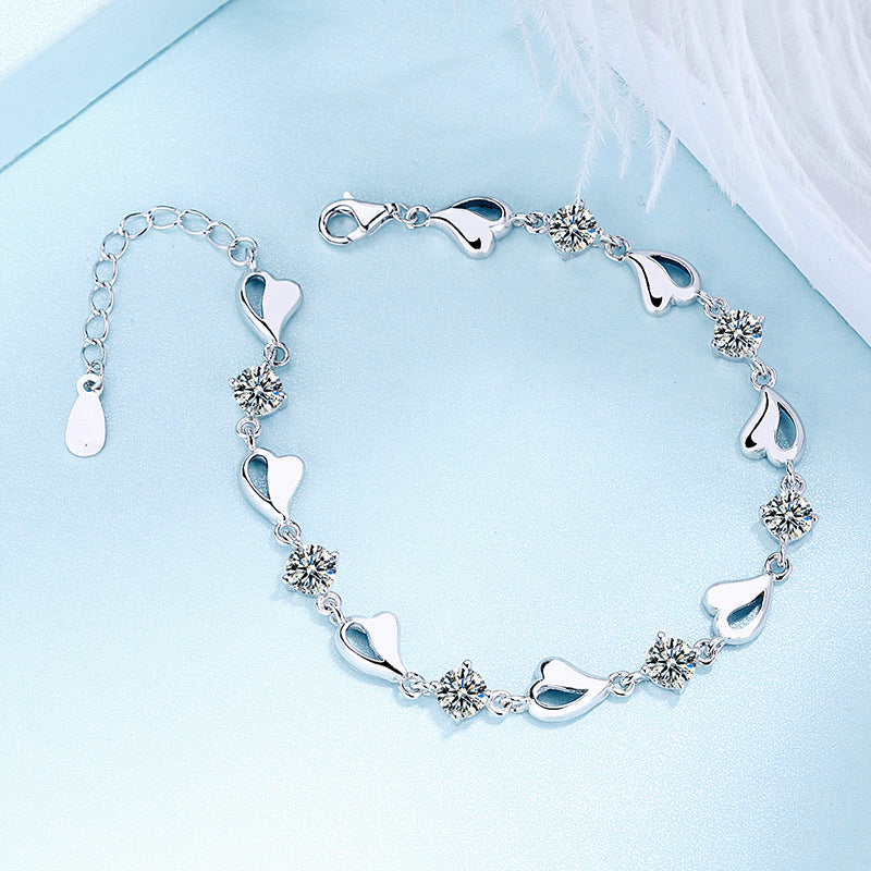 Love Heart Bracelet with Diamond Gems - Elevated Jewellery