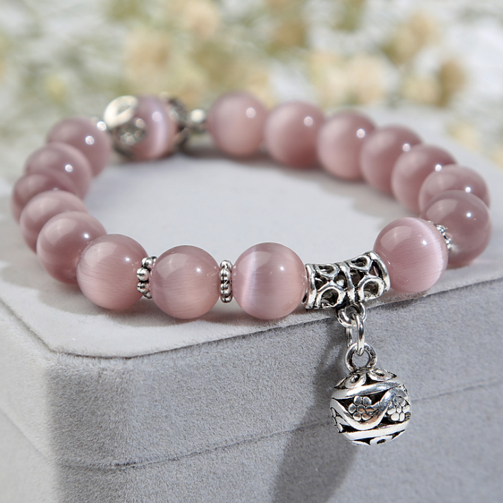 Natural opal beads bracelets crystal fashion women bracelet vintage stainless steel braceletes for women - Elevated Jewellery