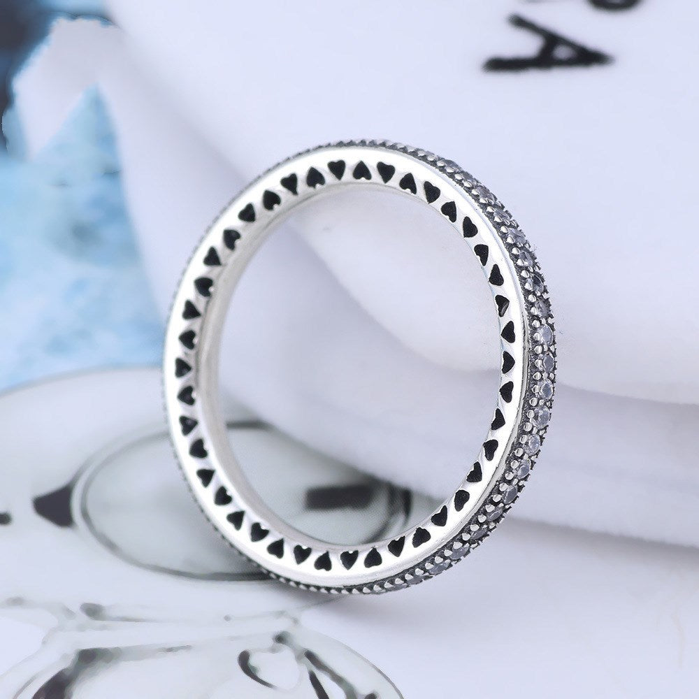 925 Sterling Silver Love Heart Full Ring - Elevated Jewellery