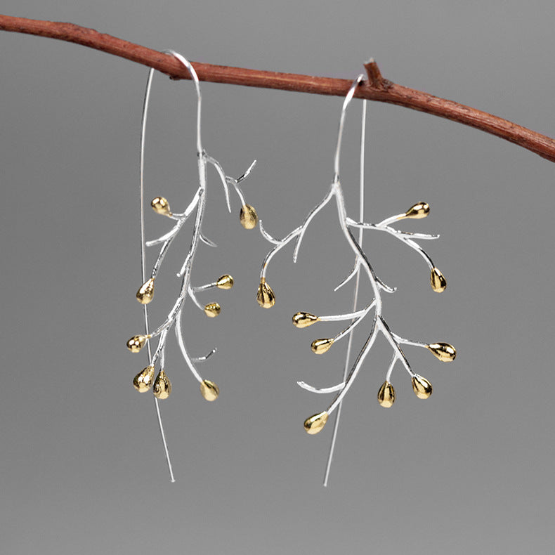 Silver Flower Handmade Looped Earrings - Elevated Jewellery