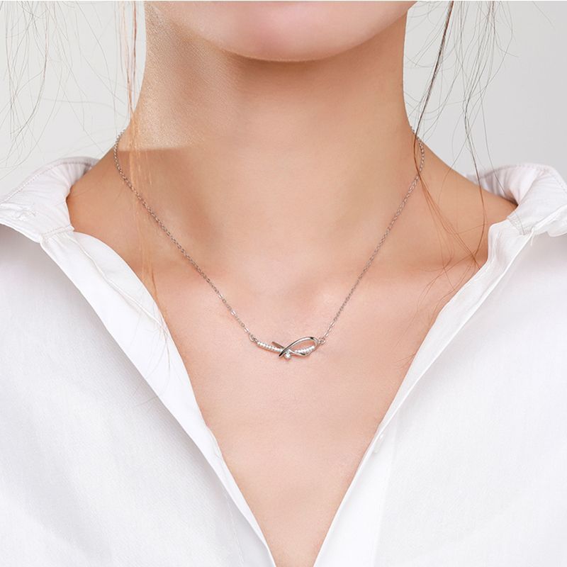 Silver Bow Necklace - Elevated Jewellery