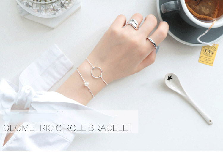 Sterling Silver Geometric Circle Link Bracelet