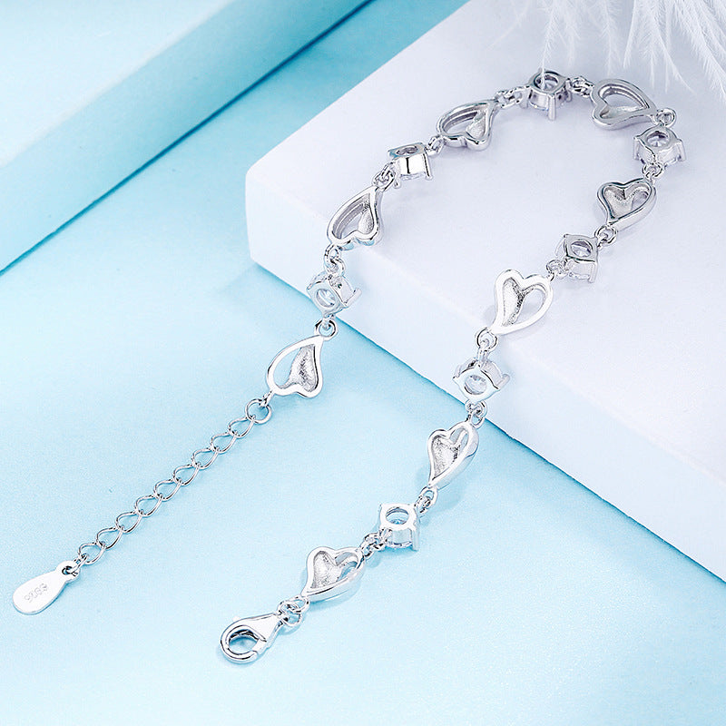Love Heart Bracelet with Diamond Gems - Elevated Jewellery