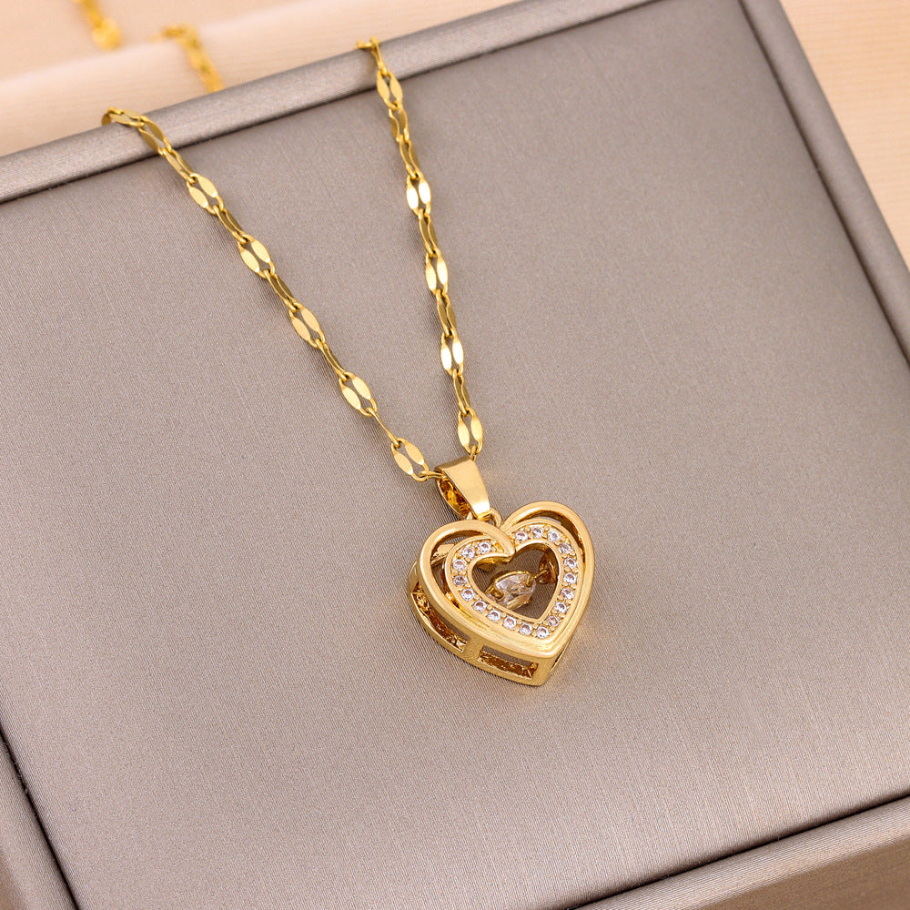 Double Layered Heart Pendent Necklace - Elevated Jewellery