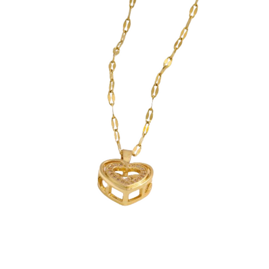 Double Layered Heart Pendent Necklace - Elevated Jewellery