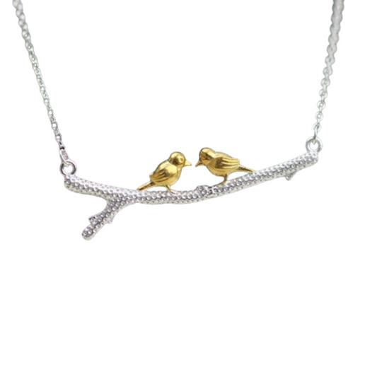 Silver Lovebirds Necklace