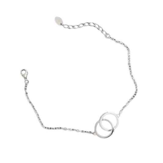 Sterling Silver Simple Double Circle Bracelet