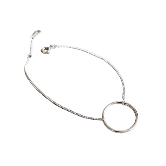 Sterling Silver Geometric Circle Link Bracelet