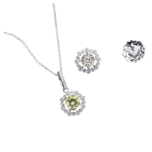 Silver Flower Necklace Earring Set - Elevated Jewellery