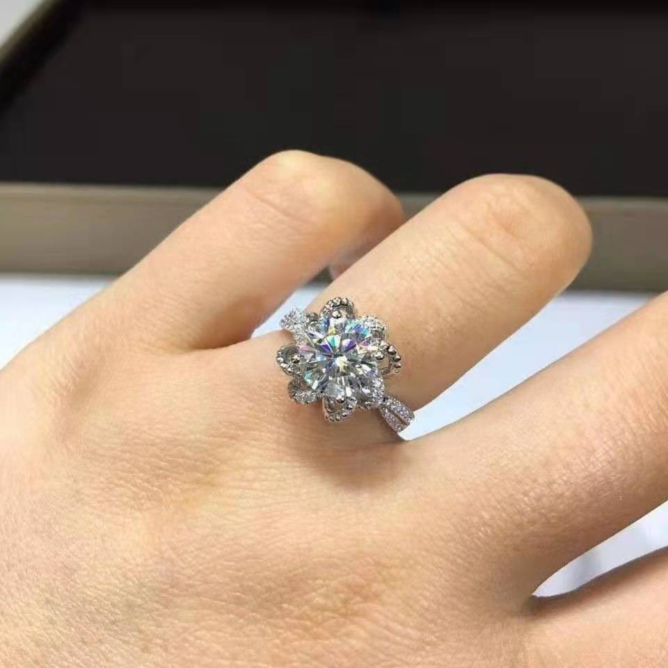 Silver Plated Moissanite Ring - Elevated Jewellery