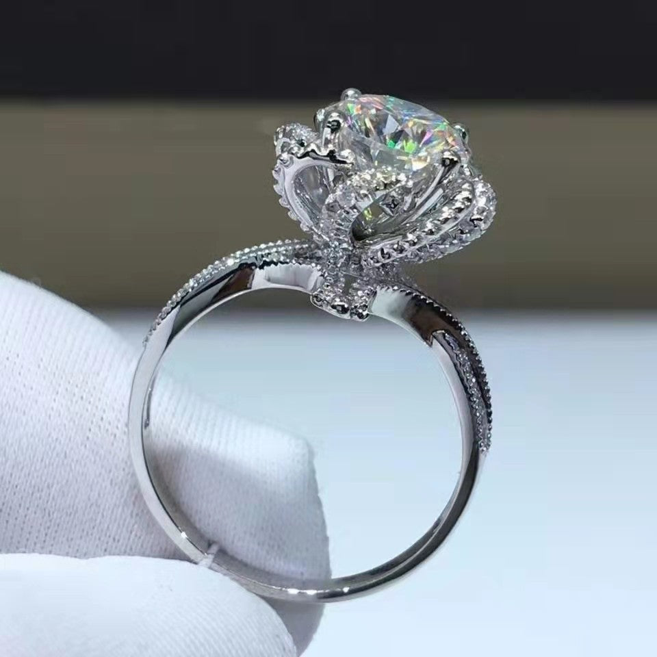 Silver Plated Moissanite Ring - Elevated Jewellery