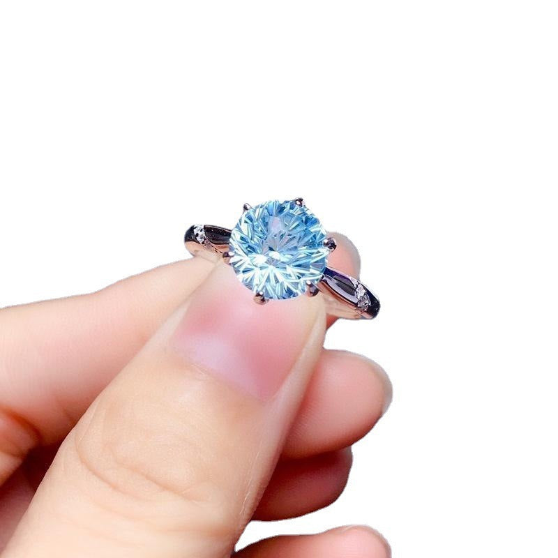 Natural Fireworks Cutter Sky Blue Topaz Ring - Elevated Jewellery